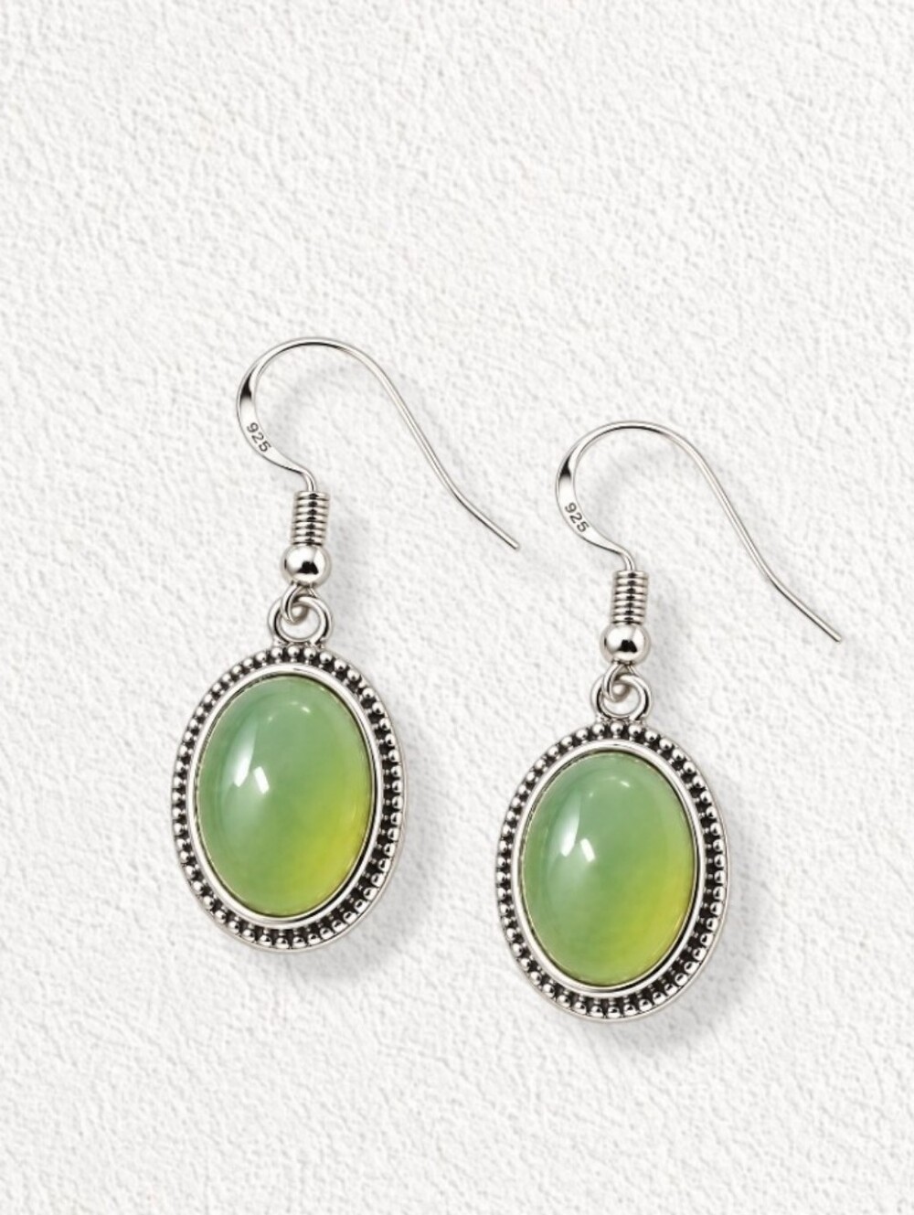 Sterling Silver Green Jade Drop Earrings